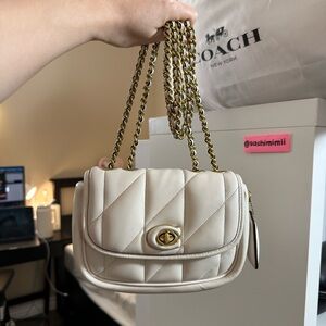 Coach Pillow Quilted Madison Shoulder Bag 18 - Chalk, Brass Hardware